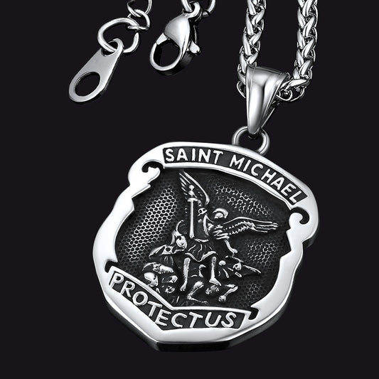 FaithHeart Shield Saint Michael Pendant Necklace For Men FaithHeart