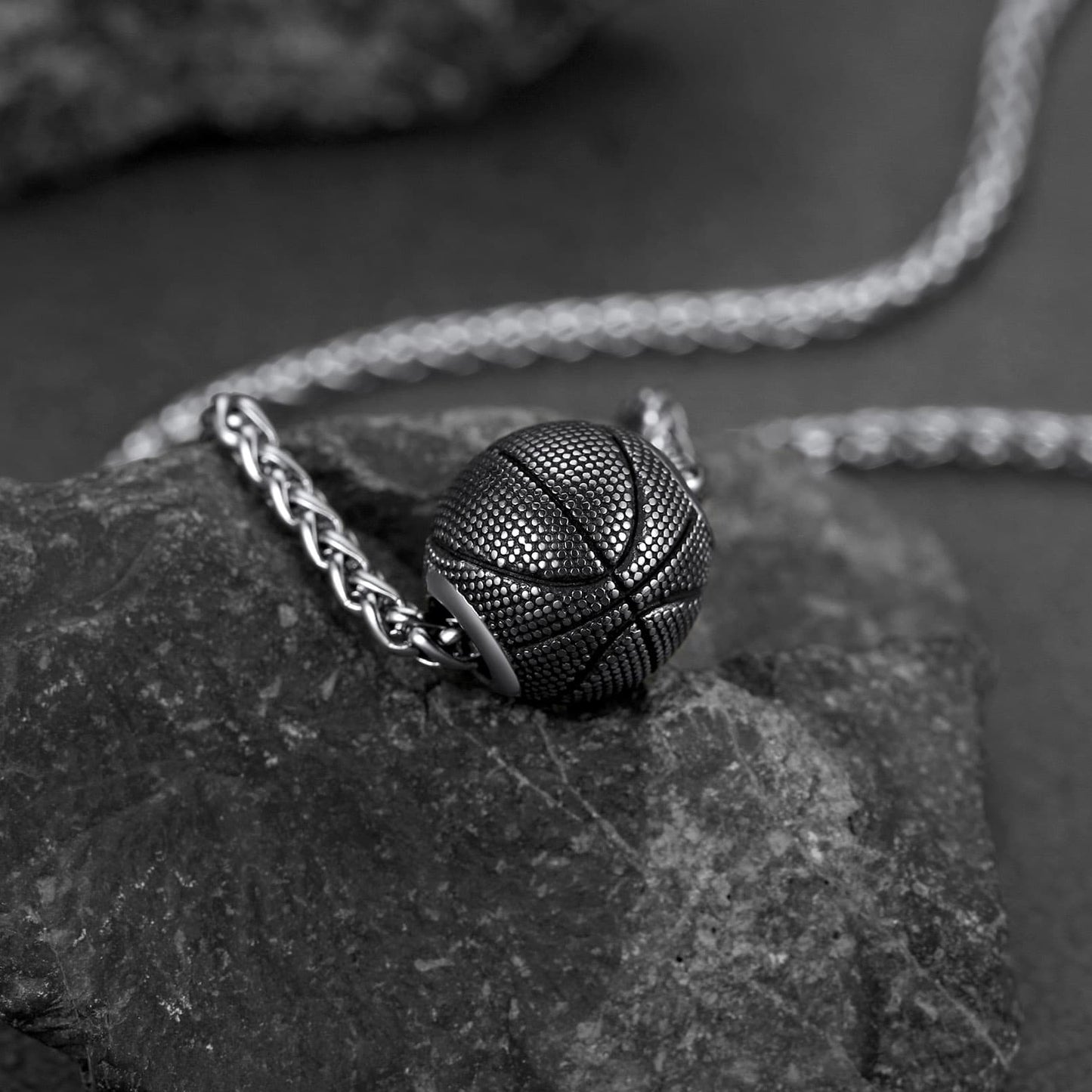 FaithHeart 3D Basketball Pendant Stainless Steel Sports Necklace FaithHeart