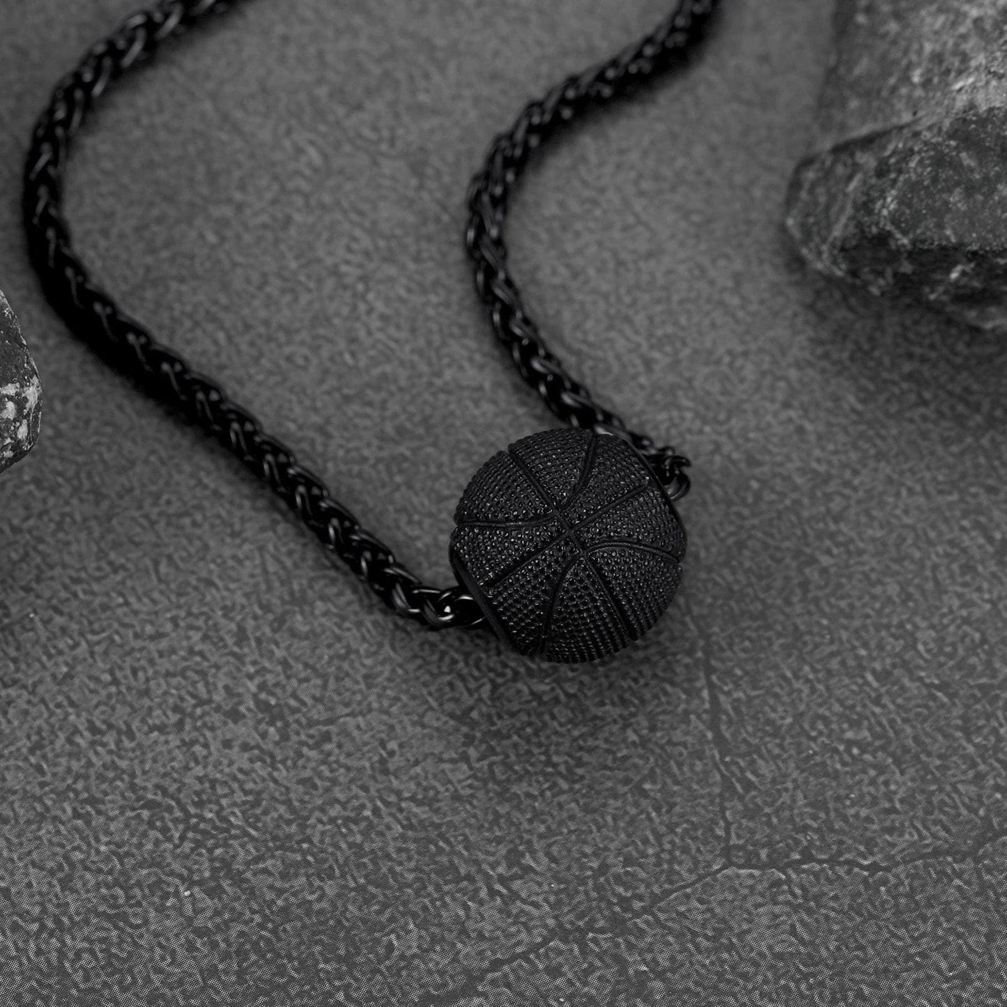 FaithHeart 3D Basketball Pendant Stainless Steel Sports Necklace FaithHeart