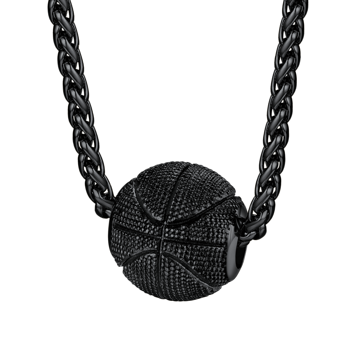FaithHeart 3D Basketball Pendant Stainless Steel Sports Necklace FaithHeart