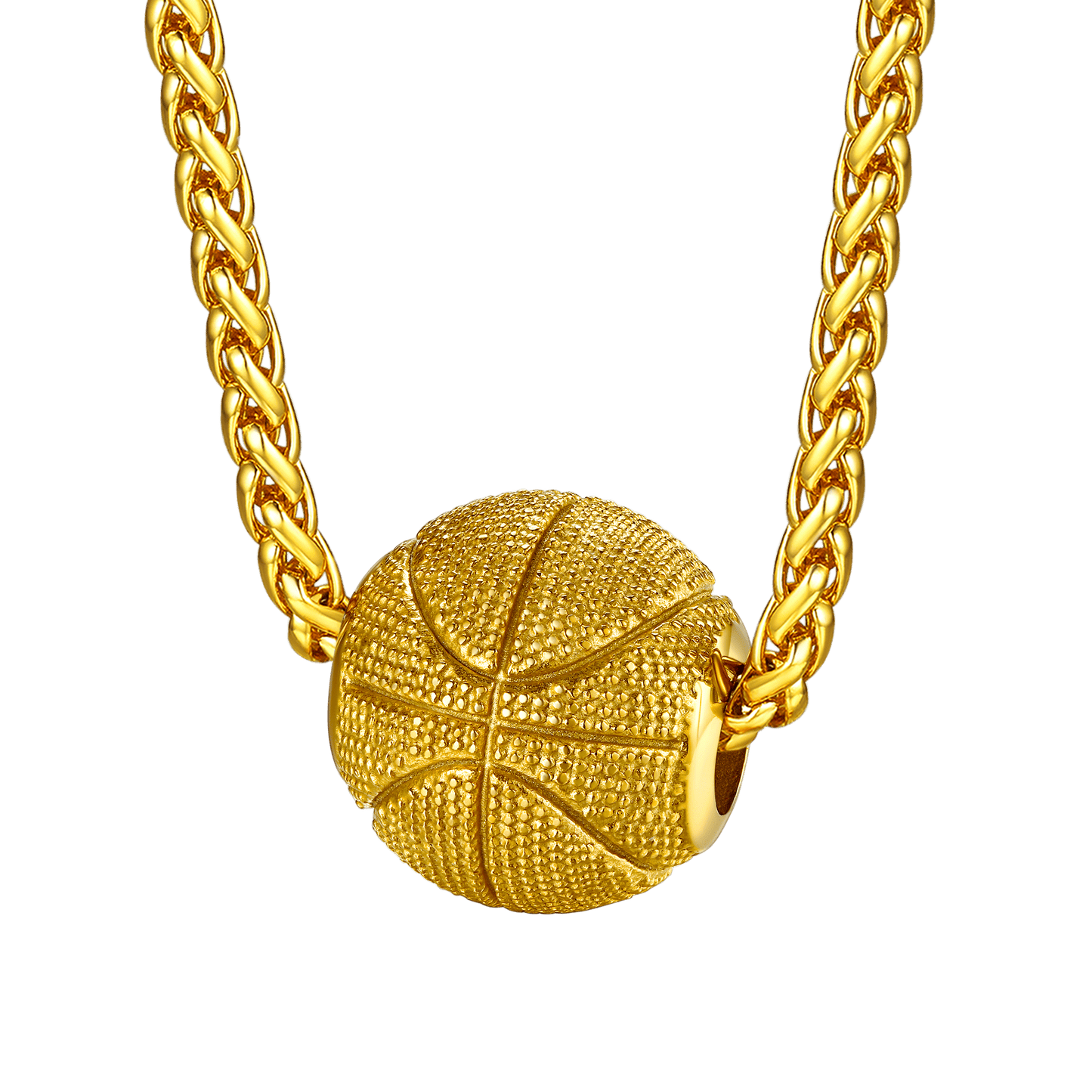 FaithHeart 3D Basketball Pendant Stainless Steel Sports Necklace FaithHeart