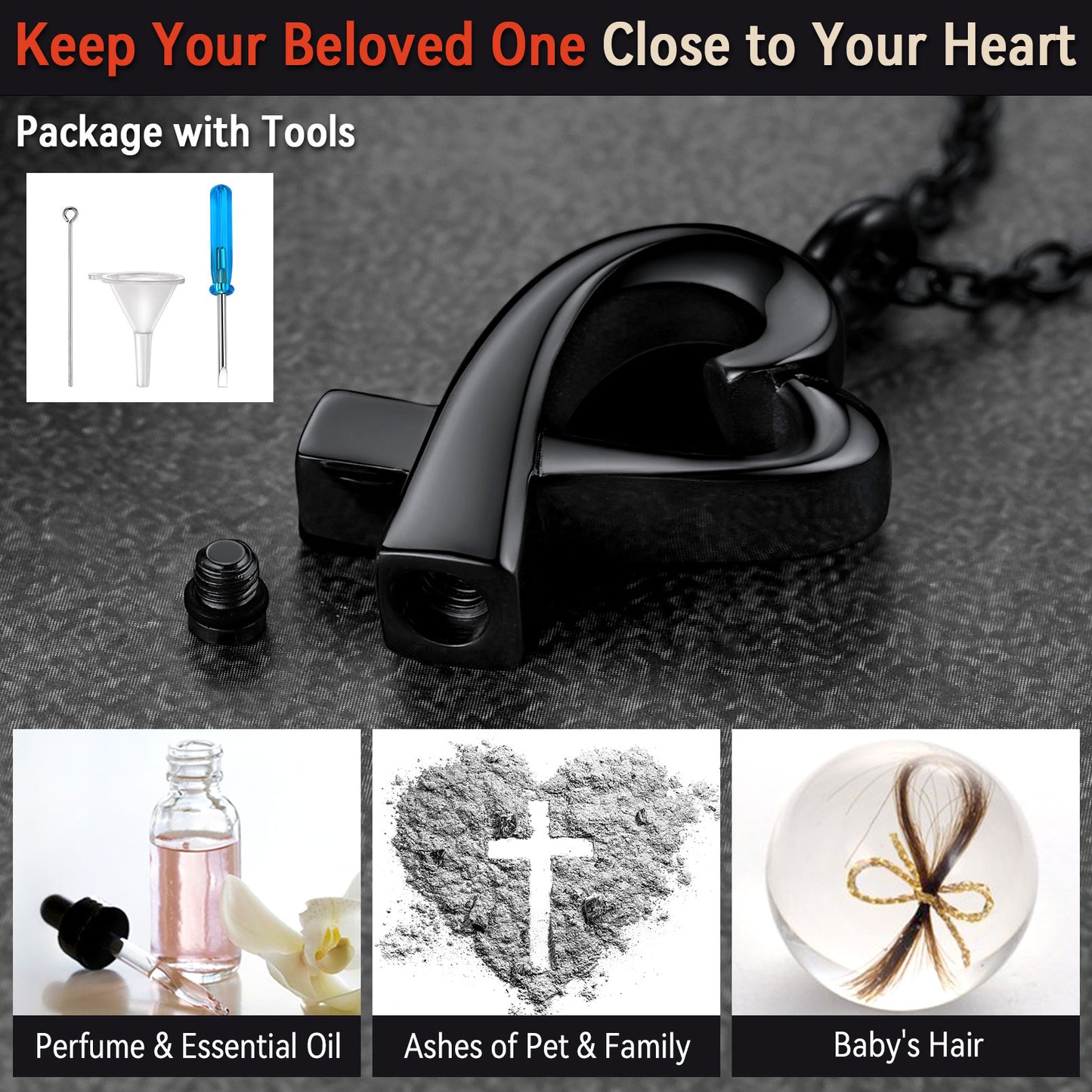 Custom Heart Urn Necklace Cremation Pendants for Ashes