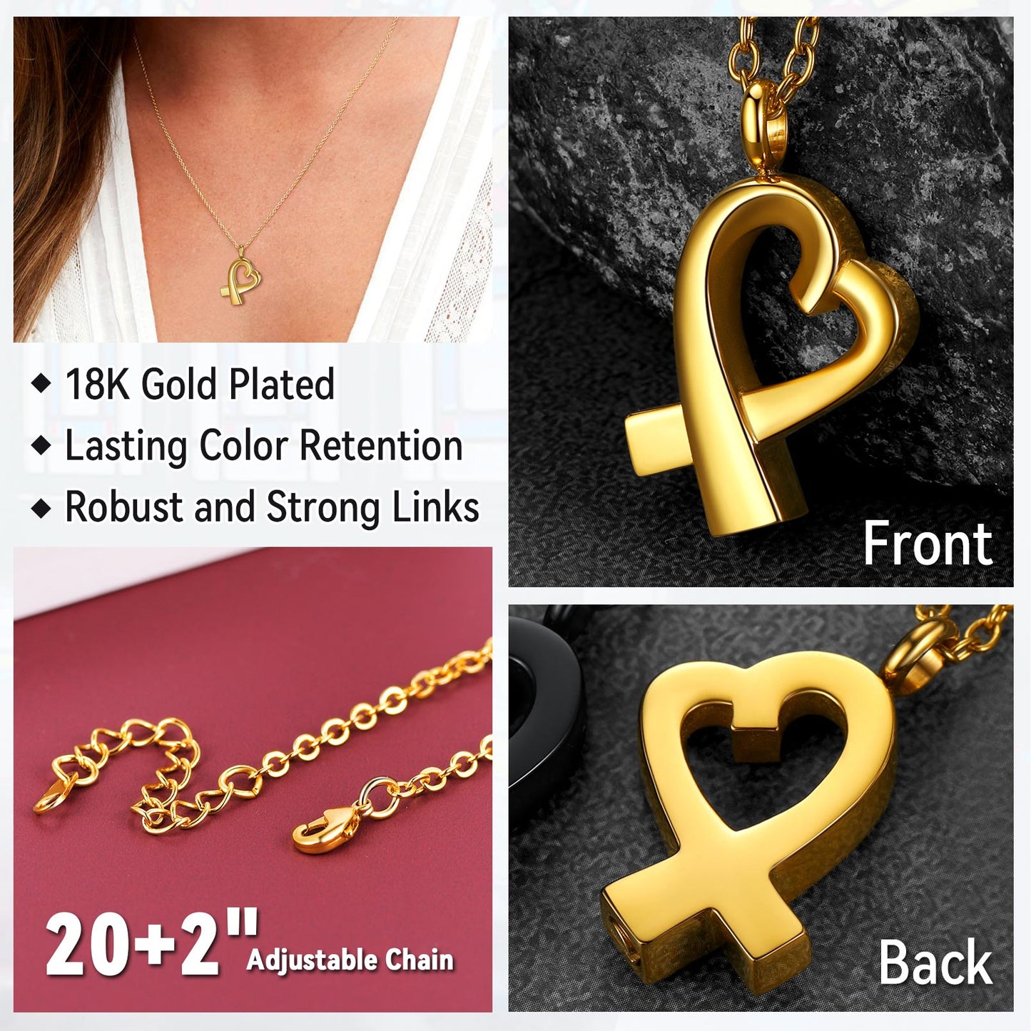 Custom Heart Urn Necklace Cremation Pendants for Ashes