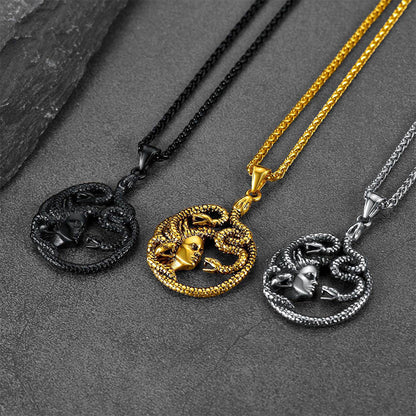 FaithHeart Mythology Medusa Gorgon Necklace Stainless Steel FaithHeart Jewelry