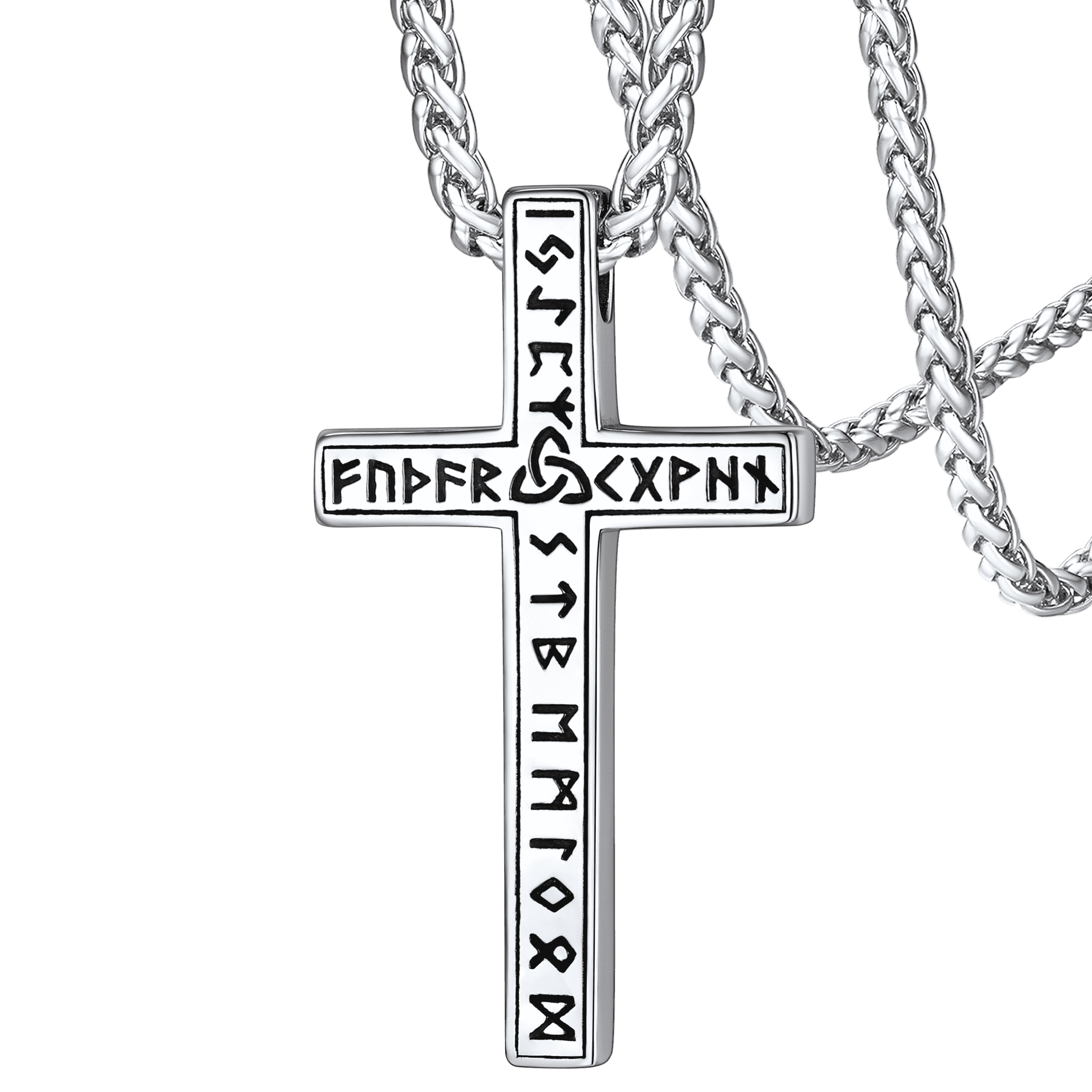 FaithHeart Viking Runes Cross Necklace Pendant for Men FaithHeart