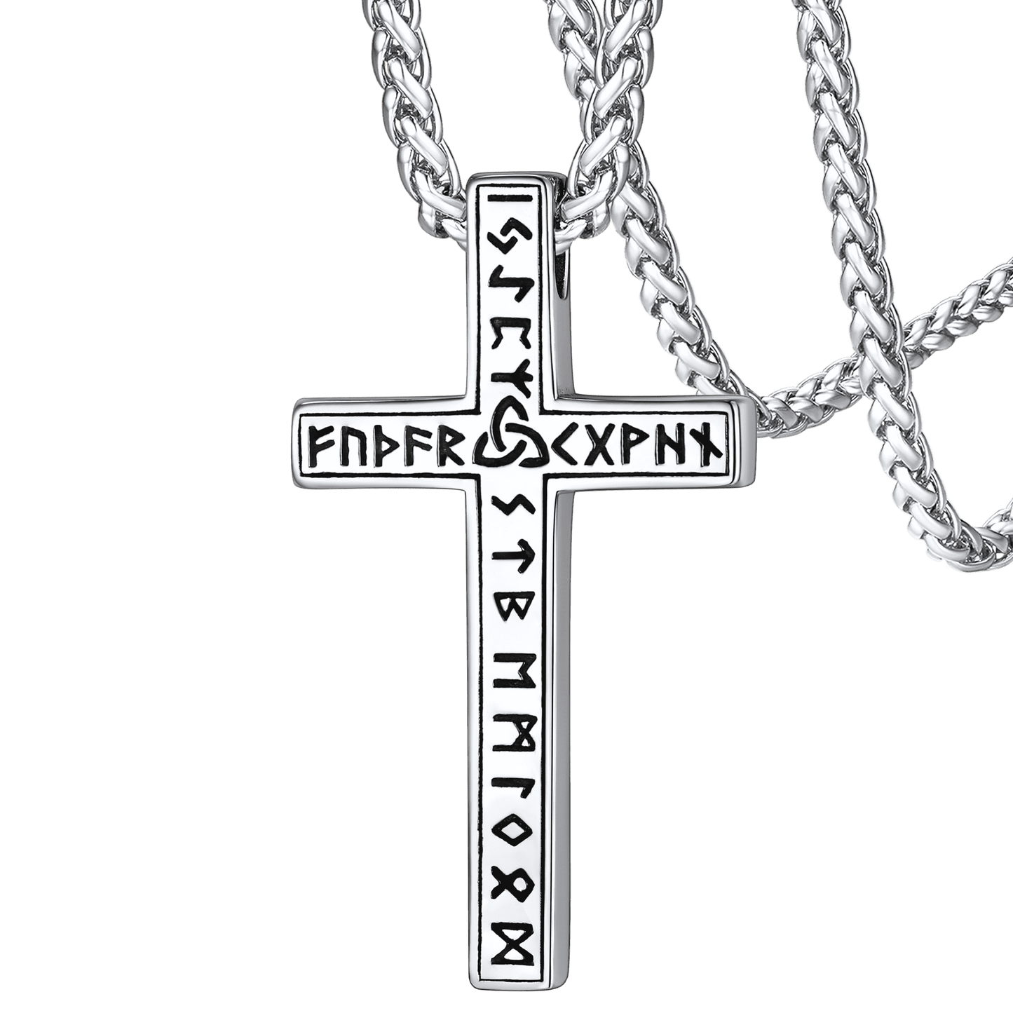 FaithHeart Viking Runes Cross Necklace Pendant for Men FaithHeart