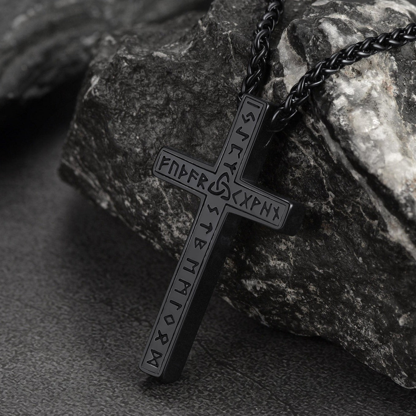 FaithHeart Viking Runes Cross Necklace Pendant for Men FaithHeart