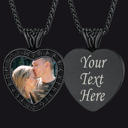 FaithHeart Personalized Photo Heart Necklace with Rune FaithHeart