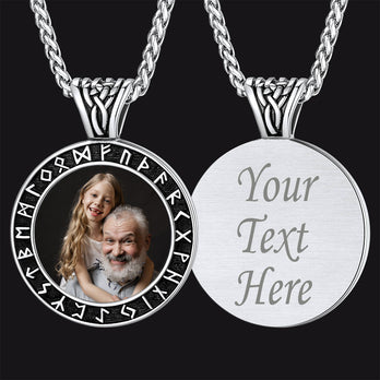 FaithHeart Customized Photo Necklace Viking Rune Medal Pendant FaithHeart