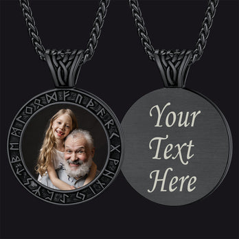 FaithHeart Customized Photo Necklace Viking Rune Medal Pendant FaithHeart