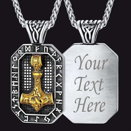 FaithHeart Runes Thor's Hammer For Men Necklace FaithHeart