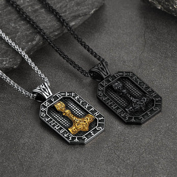 FaithHeart Runes Thor's Hammer For Men Necklace FaithHeart