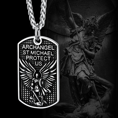 Catholic Archangel Saint Michael Dog Tag Necklace for Men