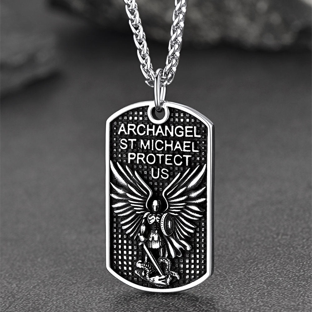 FaithHeart Catholic St. Michael Dog Tag Necklace Stainless Steel FaithHeart