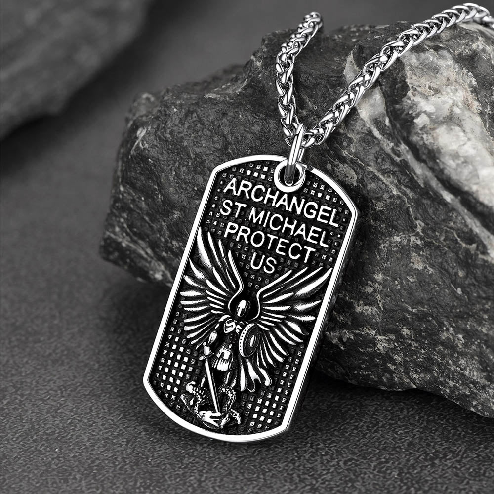 FaithHeart Catholic St. Michael Dog Tag Necklace Stainless Steel FaithHeart