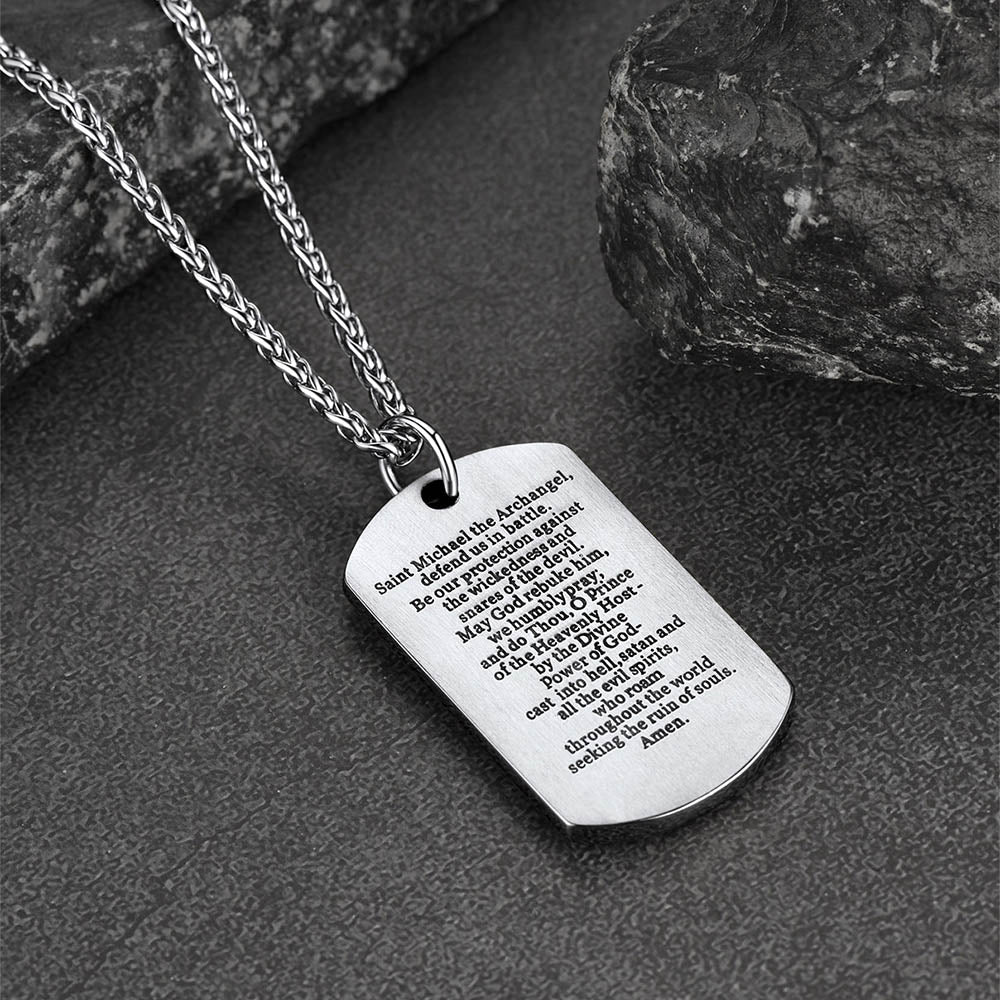 FaithHeart Catholic St. Michael Dog Tag Necklace Stainless Steel FaithHeart