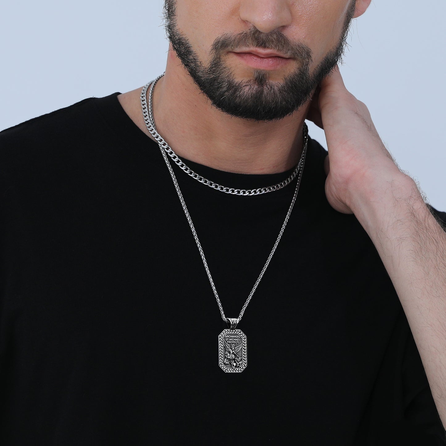 FaithHeart Catholic St Michael Dog Tag Necklace Stainless Steel FaithHeart