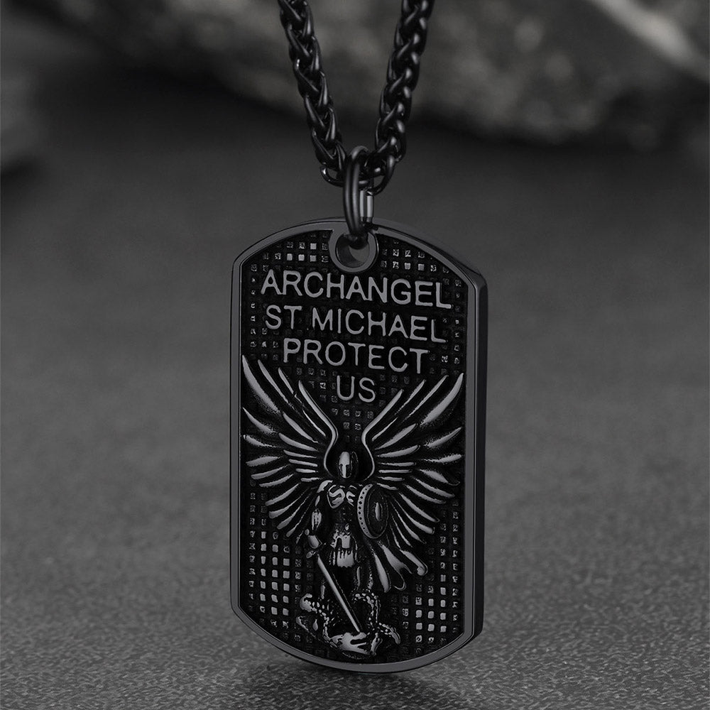 FaithHeart Catholic St. Michael Dog Tag Necklace Stainless Steel FaithHeart