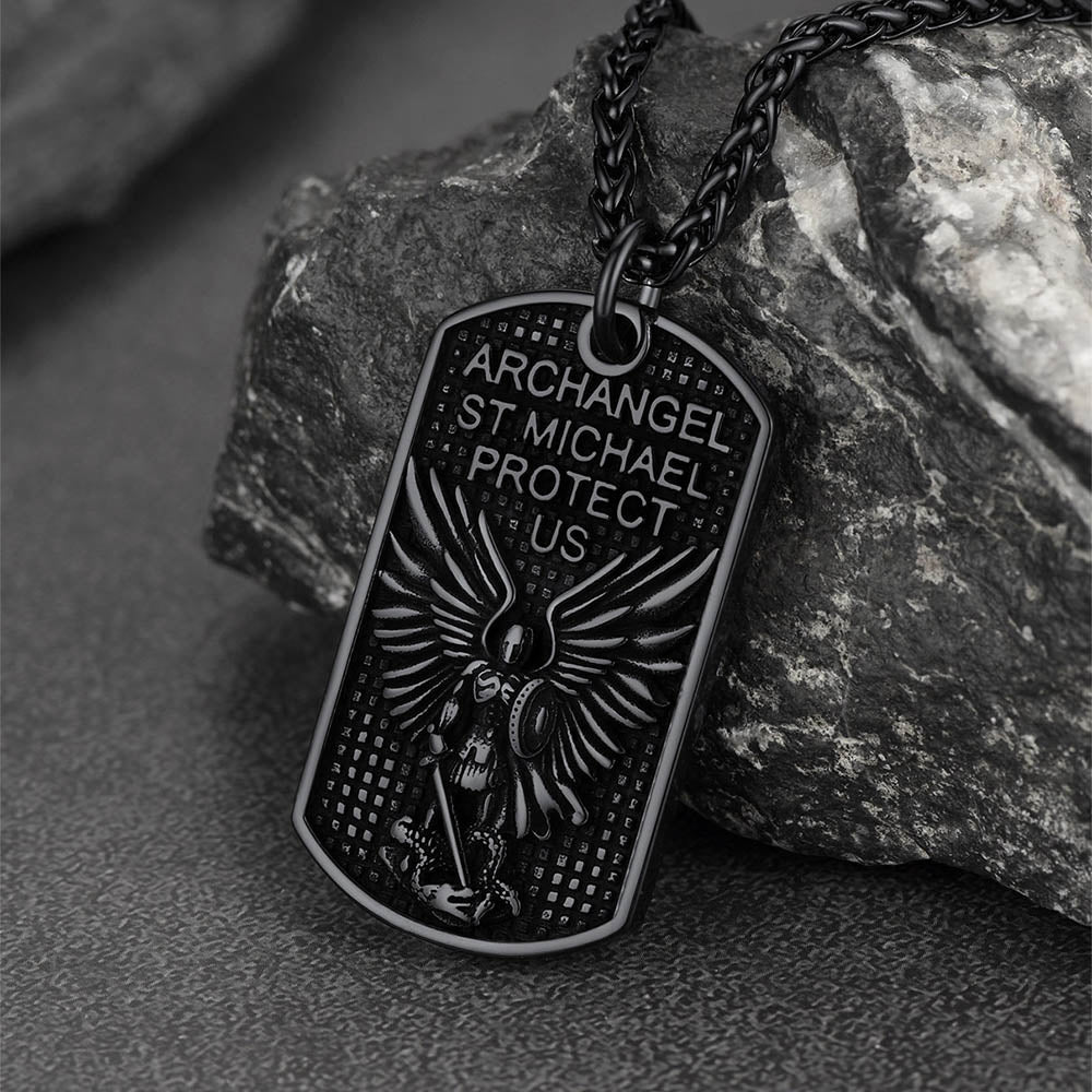 FaithHeart Catholic St. Michael Dog Tag Necklace Stainless Steel FaithHeart