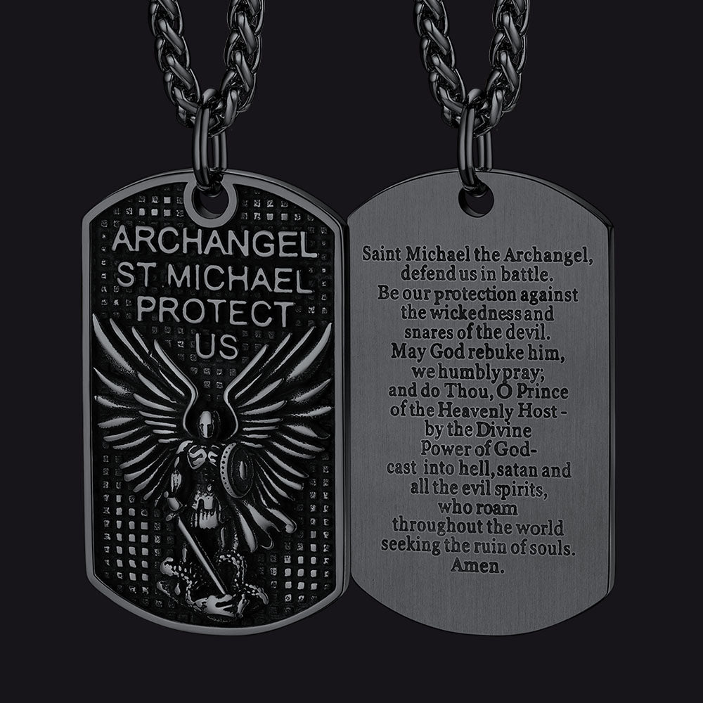 FaithHeart Catholic St. Michael Dog Tag Necklace Stainless Steel FaithHeart