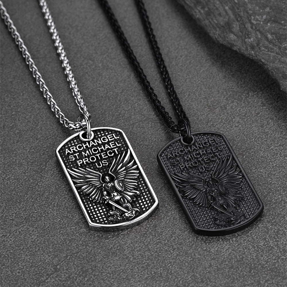 FaithHeart Catholic St. Michael Dog Tag Necklace Stainless Steel FaithHeart