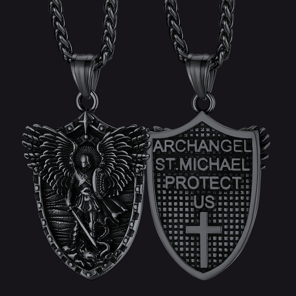 FaithHeart Shield Archangel St. Michael Pendant Necklace for Men FaithHeart