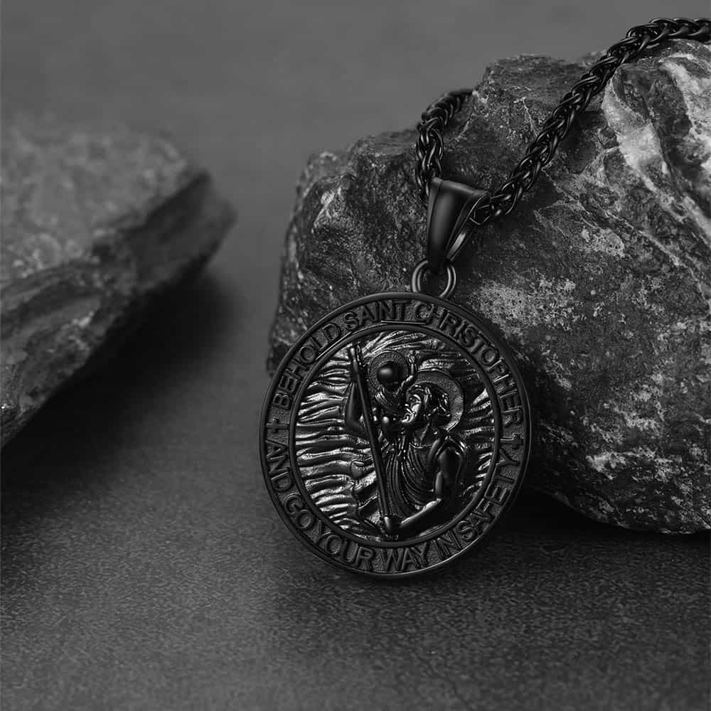 FaithHeart Saint Christopher Medal Pendant Necklace Catholic Amulet Jewelry FaithHeart