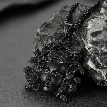 FaithHeart Medusa Necklace Stainless Steel Vintage Gothic Necklace Medusa Athena Jewelry FaithHeart