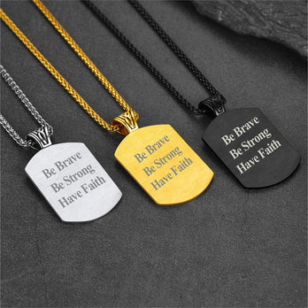 Personalized Picture Engraved Dog Tag Necklace with Runes FaithHeart