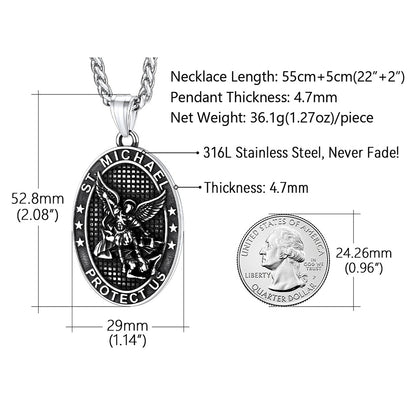 Oval Archangel Saint Michael Necklace Medal