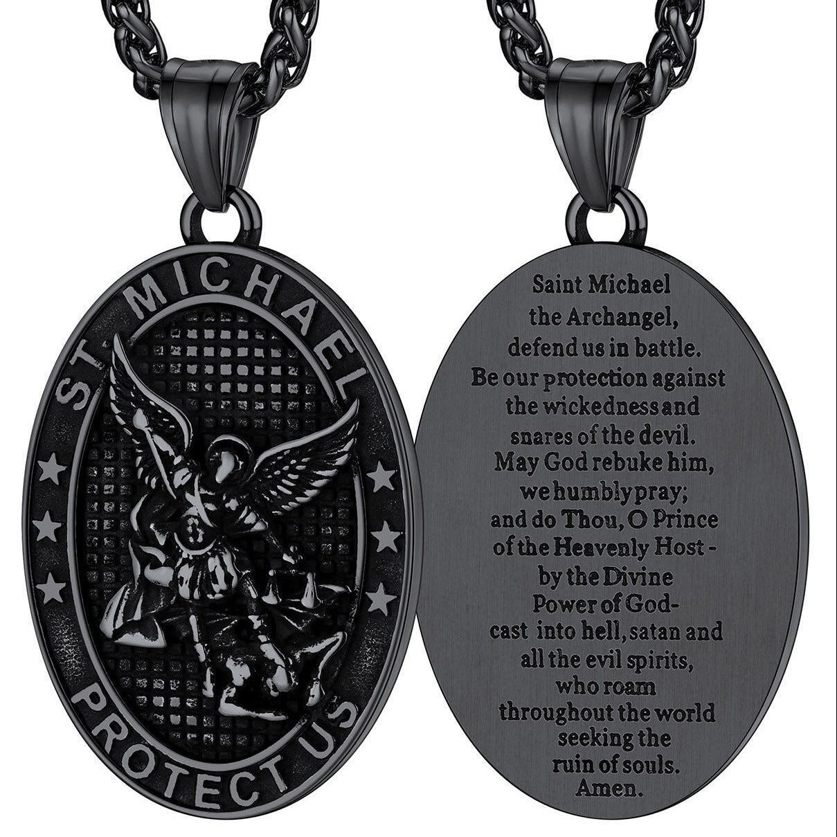 Oval Archangel Saint Michael Necklace Medal FaithHeart Jewelry