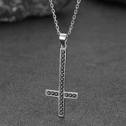 FaithHeart Sterling Silver Inverted Cross Necklace for Men FaithHeart