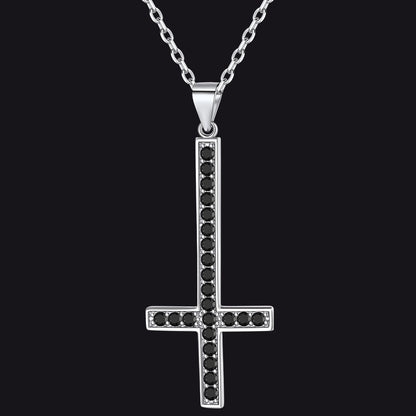 FaithHeart Sterling Silver Inverted Cross Necklace for Men FaithHeart