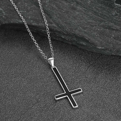 FaithHeart Sterling Silver Inverted Cross Necklace for Men FaithHeart