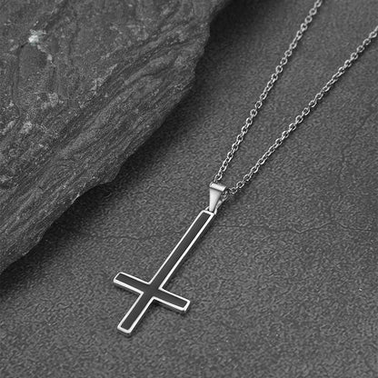 FaithHeart Sterling Silver Inverted Cross Necklace for Men FaithHeart