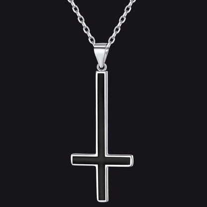 FaithHeart Sterling Silver Inverted Cross Necklace for Men FaithHeart