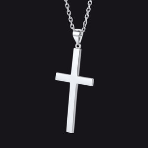 FaithHeart S925 Silver Simple Cross Necklace with Rolo Chain 18'' for Women/Men FaithHeart