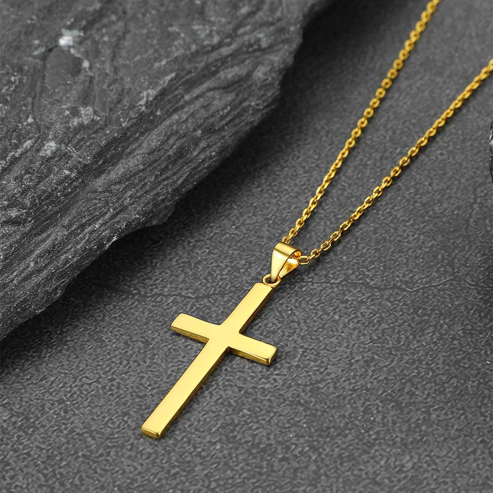 FaithHeart S925 Silver Simple Cross Necklace with Rolo Chain 18'' for Women/Men FaithHeart