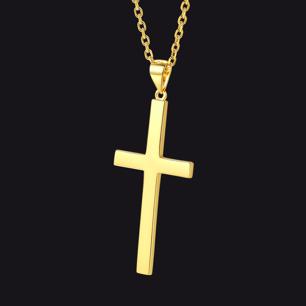 FaithHeart S925 Silver Simple Cross Necklace with Rolo Chain 18'' for Women/Men FaithHeart