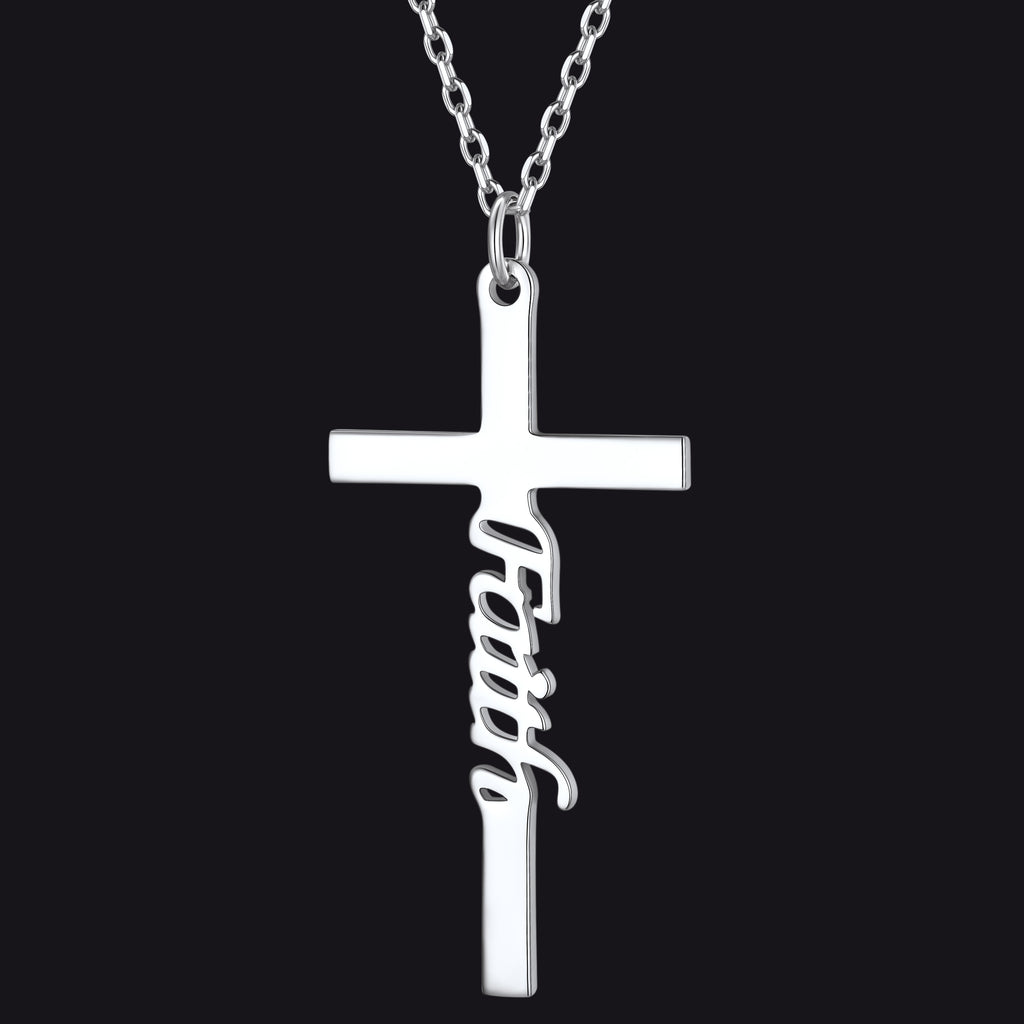 Collier Croix Chrétienne En Acier Inoxydable - Chaîne 55+5 Cm Ajustable - Pendentif Protection