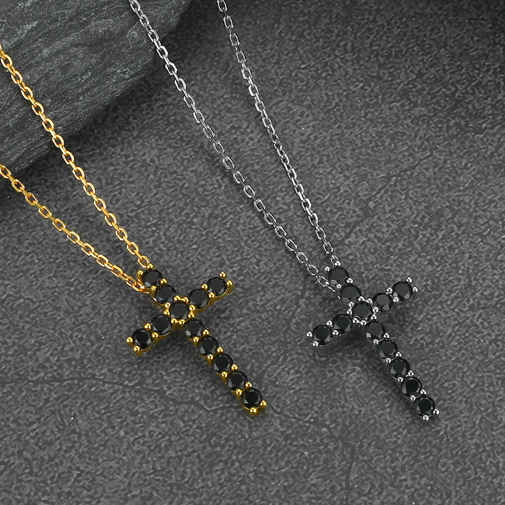 FaithHeart Cross Zirconia Necklace Sterling Silver Crucifix Pendant Necklace FaithHeart