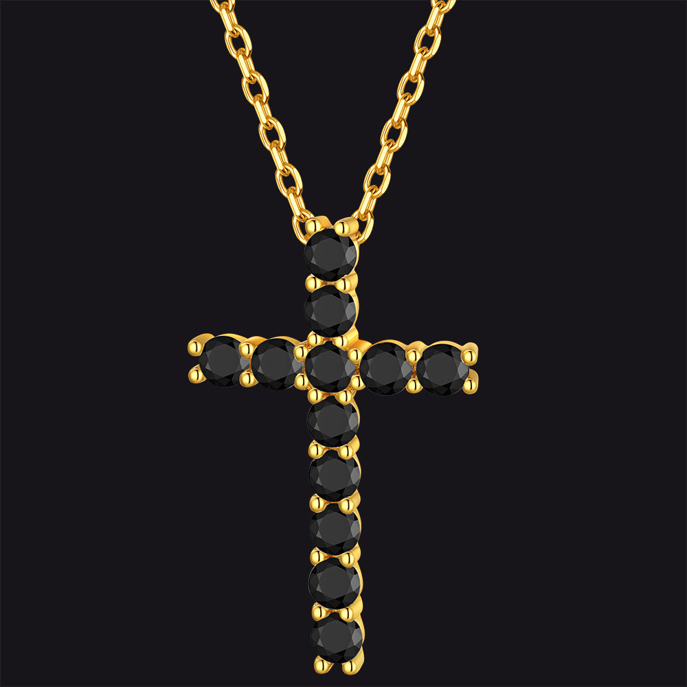 Cross Necklace Sterling Silver | Black Zirconia – FaithHeart Cross Necklace Sterling Silver | Black Zirconia – FaithHeart
