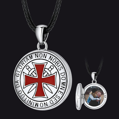 FaithHeart Knights Templar Cross Locket Necklace with Picture Inside FaithHeart