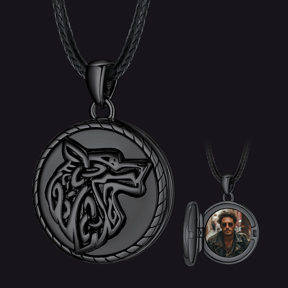 FaithHeart Viking Wolf Photo Locket Necklace in Sterling Silver FaithHeart