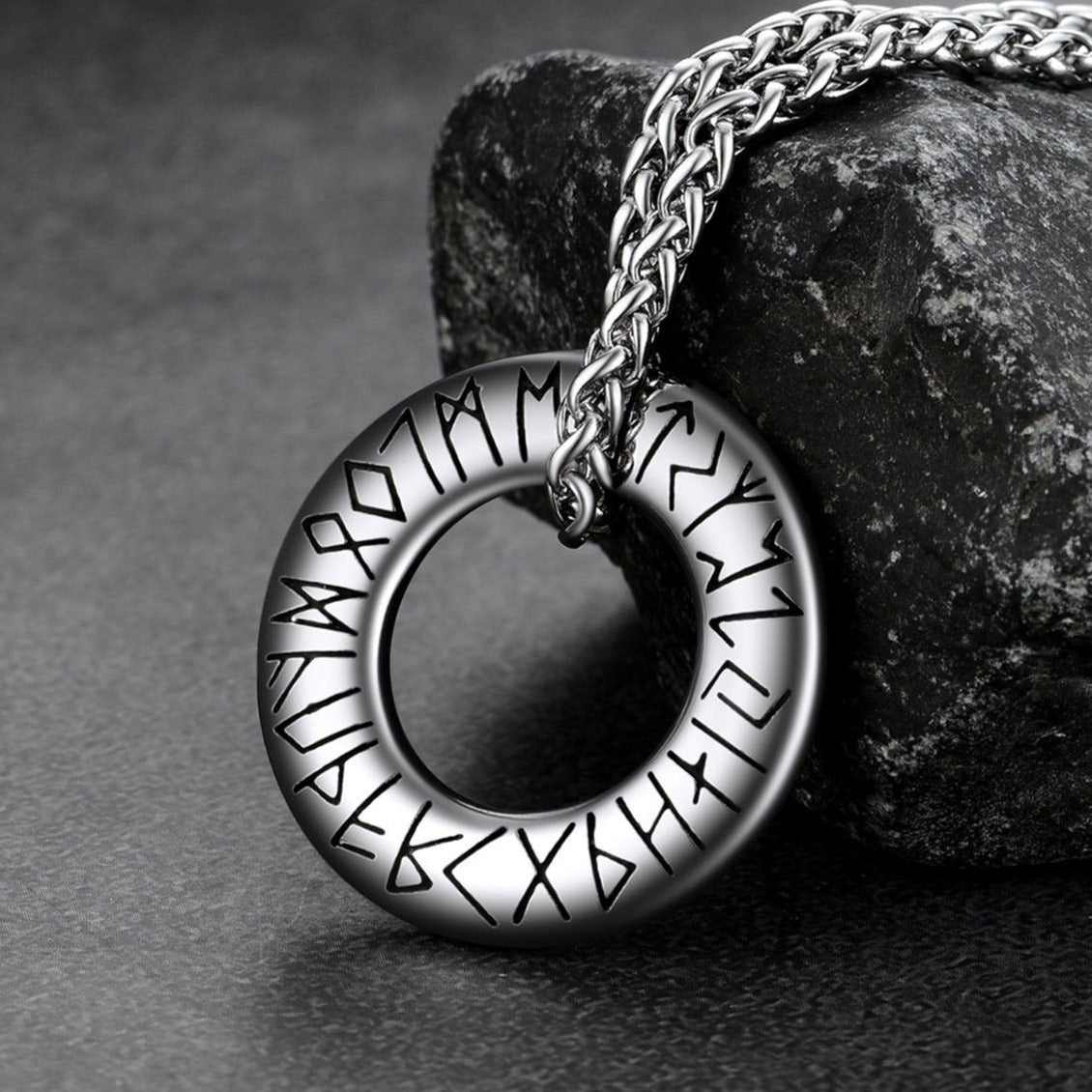 FaithHeart Viking Circle Rune Pendant Amulet Necklace for Men Women FaithHeart