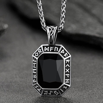 FaithHeart Runes Stone Gemstone For Unisex Pendant Necklace FaithHeart