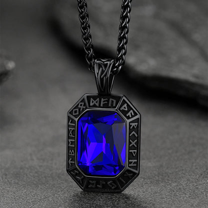 FaithHeart Runes Stone Gemstone For Unisex Pendant Necklace FaithHeart