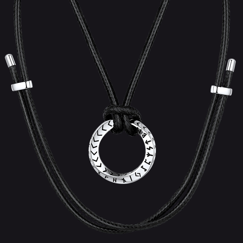 FaithHeart Runes Mobius Strip Cricle Pendant Necklace