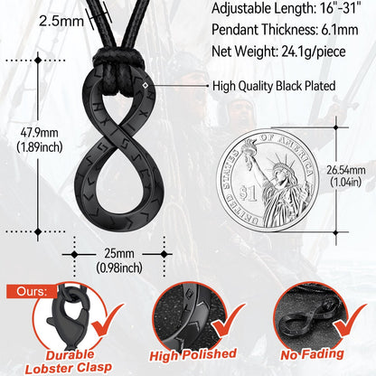 Viking Mobius  Infinity Necklace Adjustable Leather Chain for Men