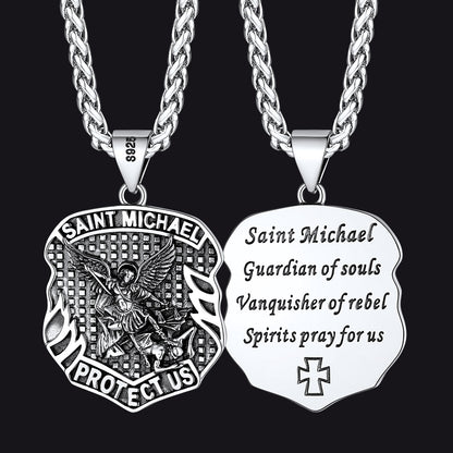 Silver Saint Michael pendant with chain